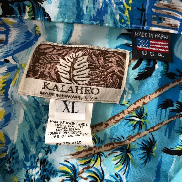 Kalaheo Men's Hawaiian Shirt Size XL Graphic Made in USA 100% Rayon Camp - Picture 3 of 9